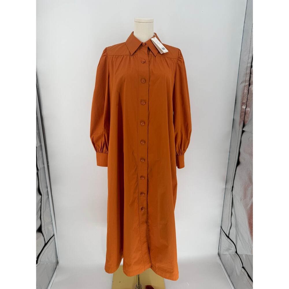 Tory Burch Artist Dress Tuscan Orange Size 4 NWT Cotton POplin $428 - Picture 12 of 13